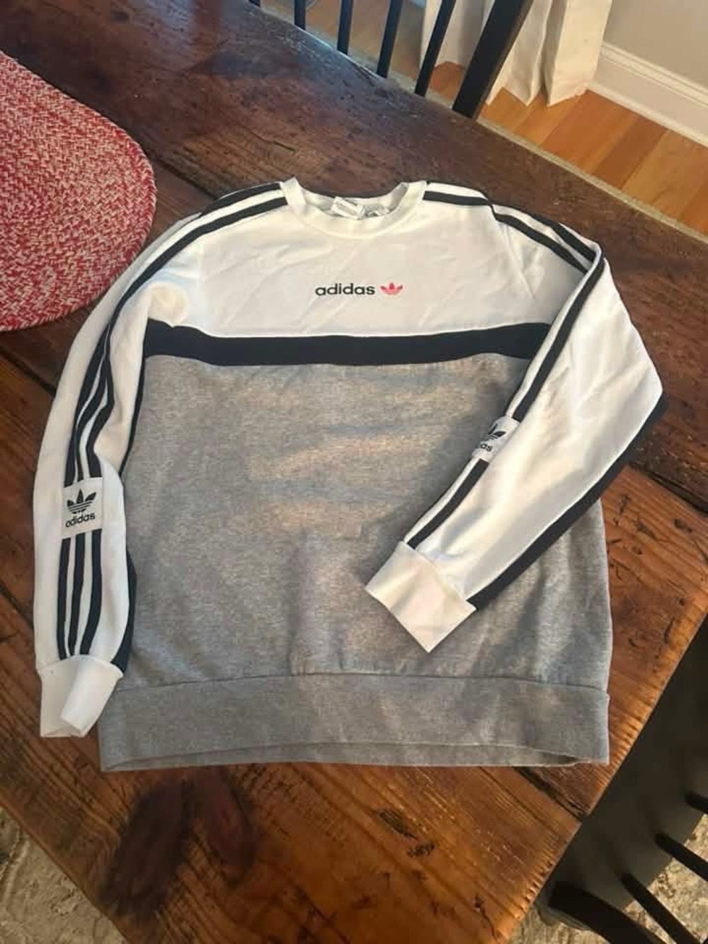 Adidas Boys Two-Tone Grey and White Crewneck Sweatshirt size